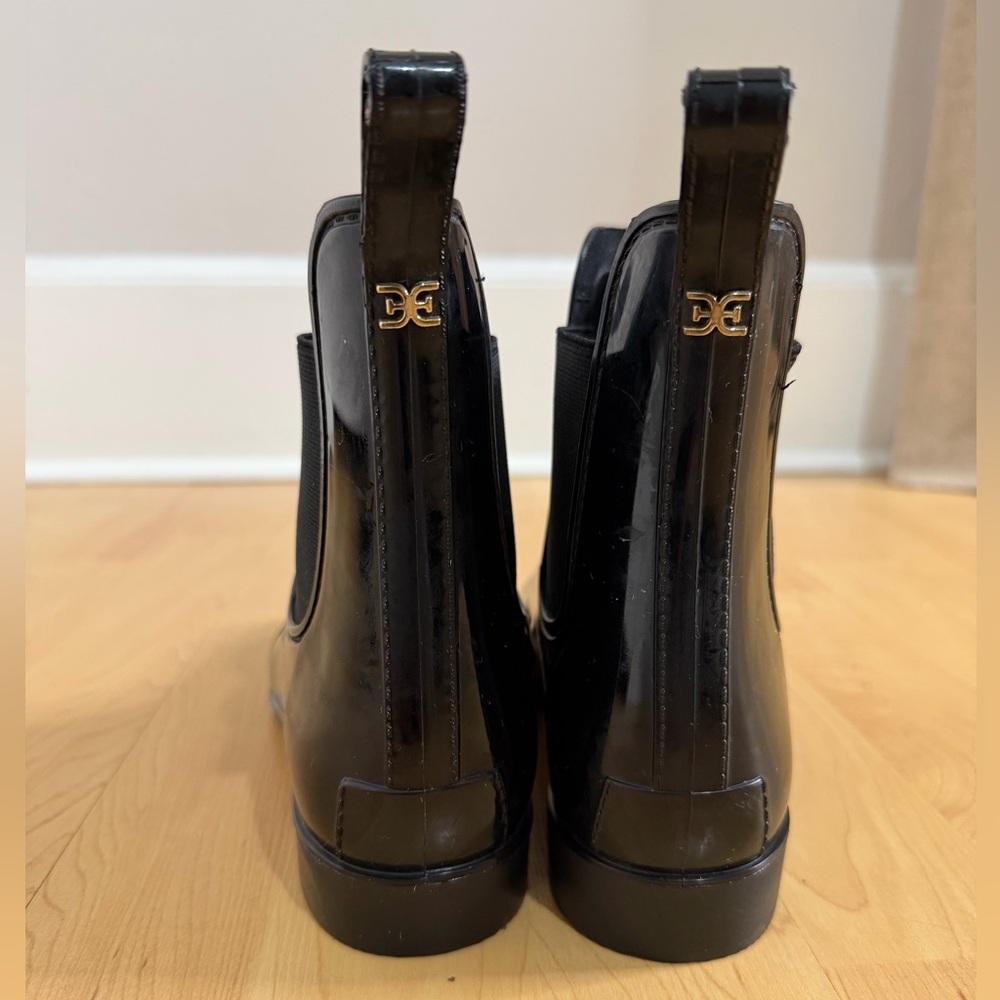 Sam Edelman Black Rubber Rain Boots Chelsea Style Waterproof - Picture 5 of 9